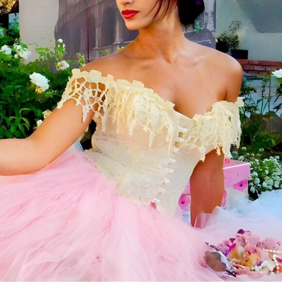 Fanny Vintage 80’s Corset Off The Shoulders Button Down Mocha Size M U.S.A - Picture 2 of 9